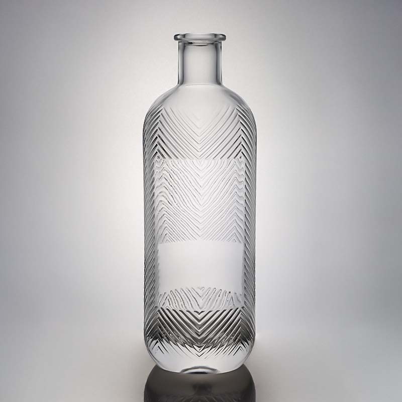 VIT105 750ml 750g embossed round gin bottle with cork